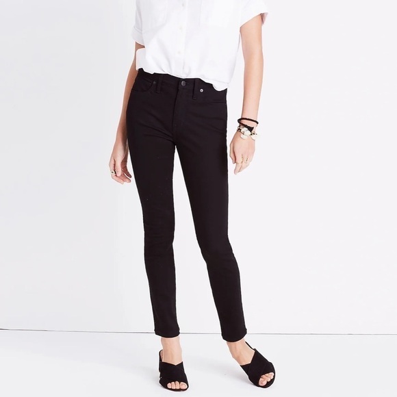 MADEWELL 9" Mid-Rise Skinny Jeans in ISKO Stay Black | Size 24 - Picture 2 of 16